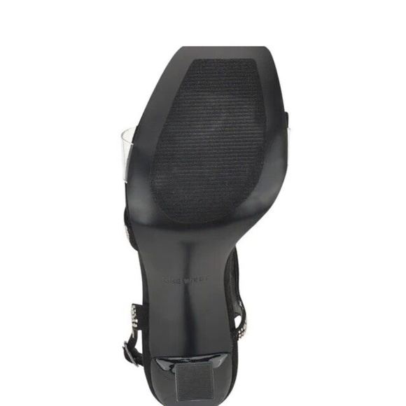 New Nine West Black Rhinestone Nines Ankle Strappy Heeled Sandals Bling Heel - Picture 7 of 8